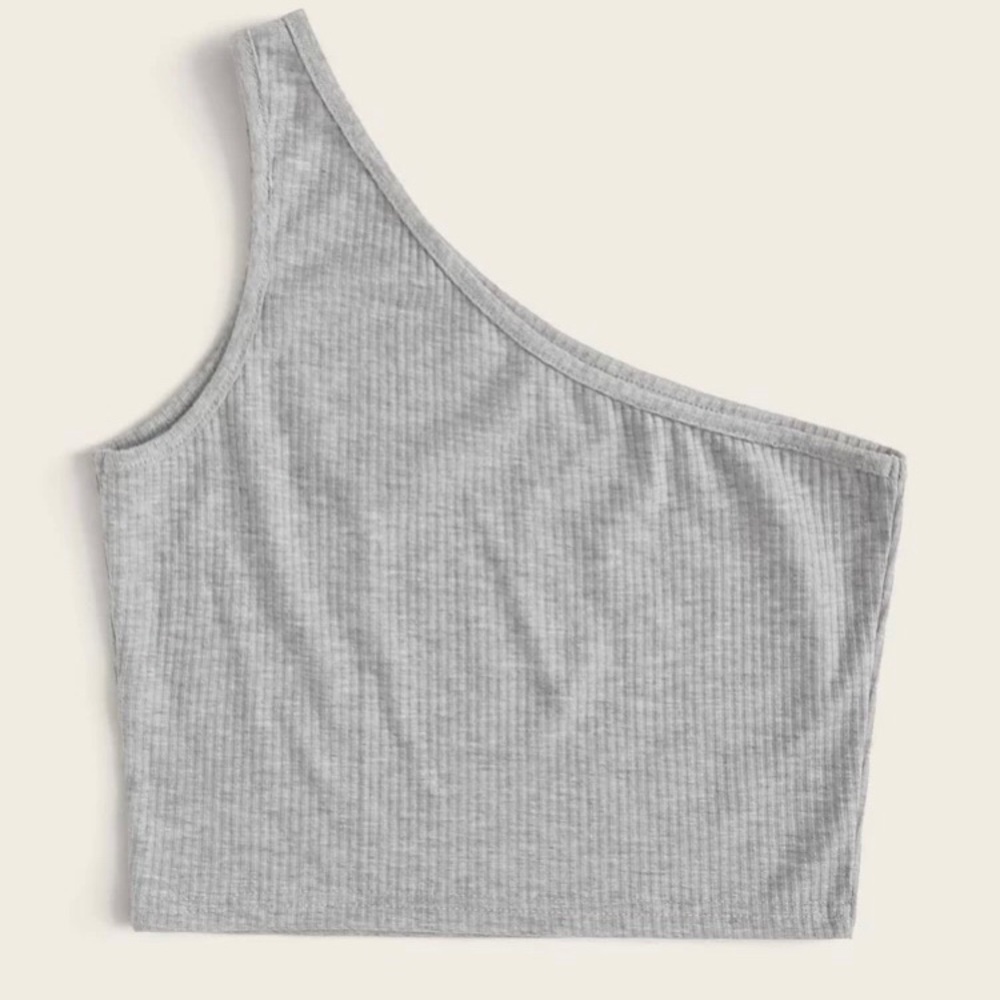 Shein Ribbed One-Shoulder Crop Top - Picture 3 of 3